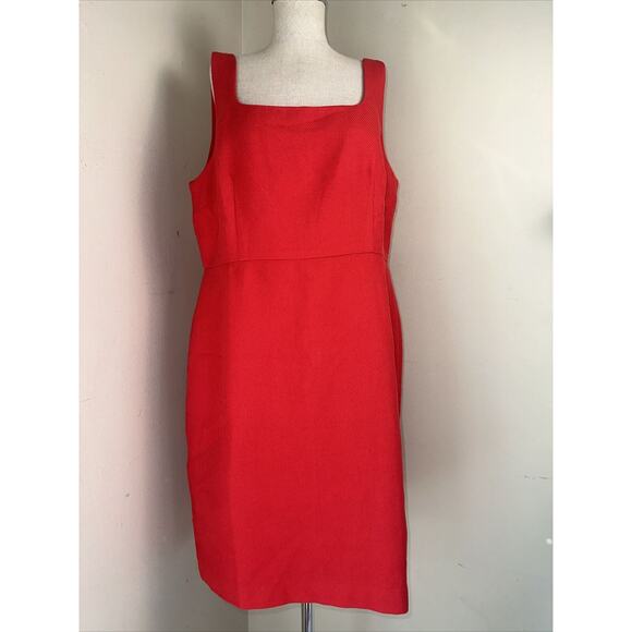 NWOT Ann Taylor Textured Cotton Reddish-Orange Sheath Dress Sz 14 - Picture 1 of 12